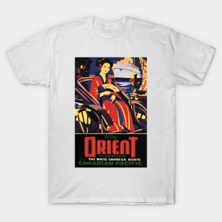 To the ORIENT via Honolulu White Empress Steam Ship Vintage Travel T-Shirt